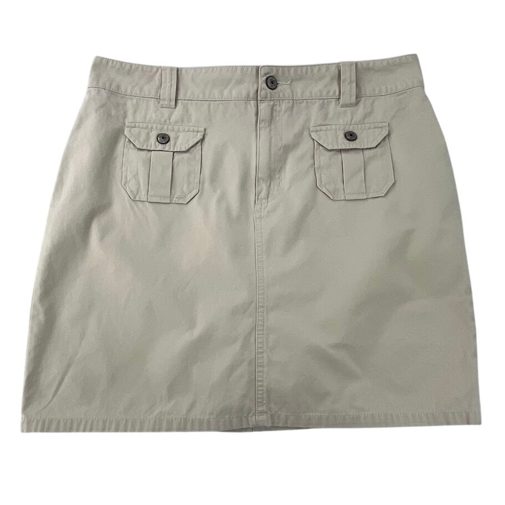 Vtg Gap Factory Y2K Utility Skirt Women 10 Ivory Cotton Cargo Mini Skirt